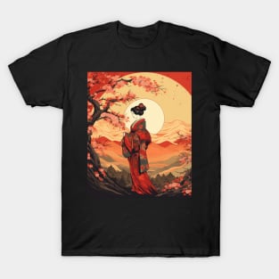 Elegant Geisha Art - Japanese Culture and Tradition Inspired Design T-Shirt